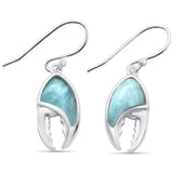 Sterling Silver Natural Larimar Lobster Crab Claw Drop Dangle Earrings