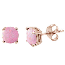 Load image into Gallery viewer, Sterling Silver Rose Gold Plated Round Pink Opal Earrings