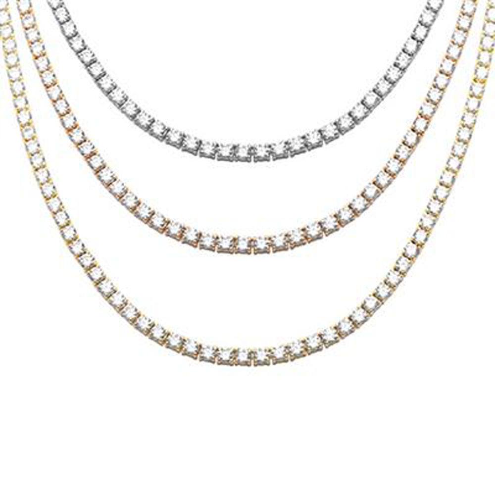 Sterling Silver 5mm Round Cubic Zirconia Necklace