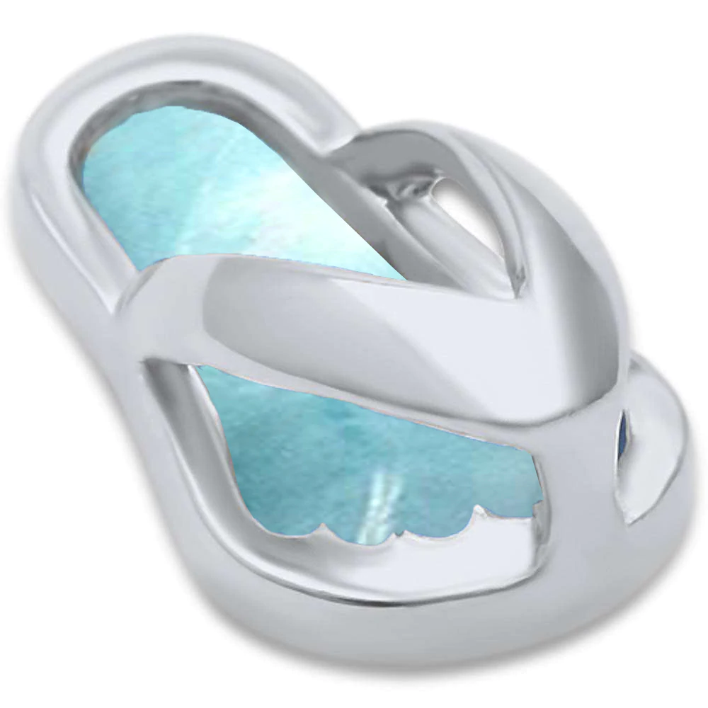 Sterling Silver Larimar Beach Sandal Pendant