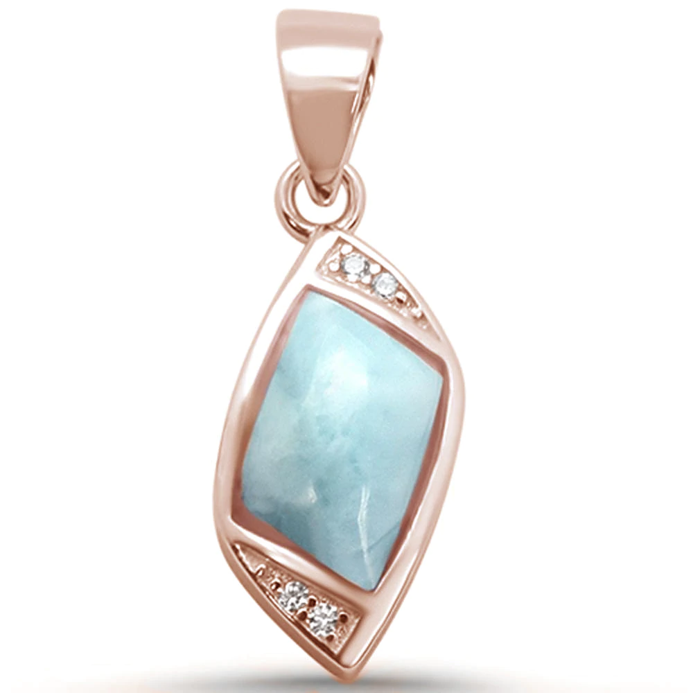 Sterling Silver Rose Gold Plated Unique Larimar Charm Pendant