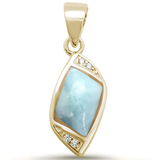 Sterling Silver Yellow Gold Plated Unique Larimar Charm Pendant