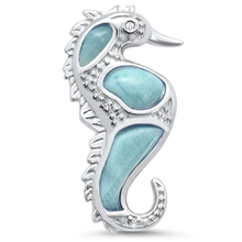 Load image into Gallery viewer, Sterling Silver Natural Larimar Seahorse Pendant