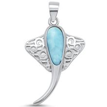 Load image into Gallery viewer, Sterling Silver Natural Larimar Stingray Design Pendant