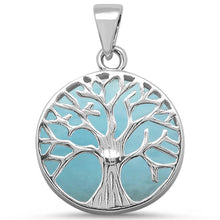 Load image into Gallery viewer, Sterling Silver Natural Larimar Tree of Life Design Pendant