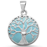 Sterling Silver Natural Larimar Tree of Life Design Pendant