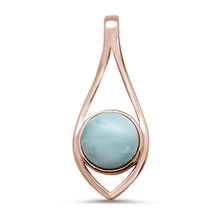 Load image into Gallery viewer, Sterling Silver Rose Gold Plated Round Modern Natural Larimar Pendant
