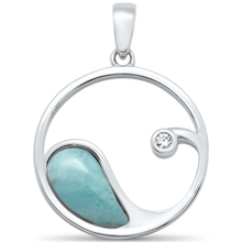 Load image into Gallery viewer, Sterling Silver Natural Larimar Ocean Wave Charm Pendant