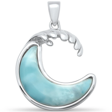 Load image into Gallery viewer, Sterling Silver Natural Larimar Wave Wipe out Charm Pendant