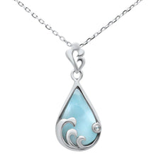Load image into Gallery viewer, Sterling Silver Natural Larimar Tear Drop Shape Ocean Wave Pendant Necklace