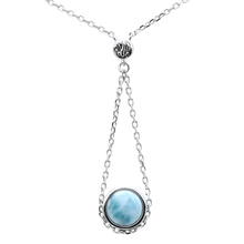 Load image into Gallery viewer, Sterling Silver Natural Larimar Drop Dangle Pendant Necklace 16-18 inch Extension