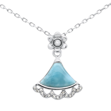 Load image into Gallery viewer, Sterling Silver Natural Larimar Pendant Necklace 16-18 inch Extension