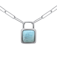 Load image into Gallery viewer, Sterling Silver Natural Larimar Pendant Necklace 16-18 inch Extension