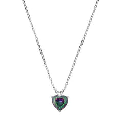 Sterling Silver W/ CZ  Heart Solitaire Necklace