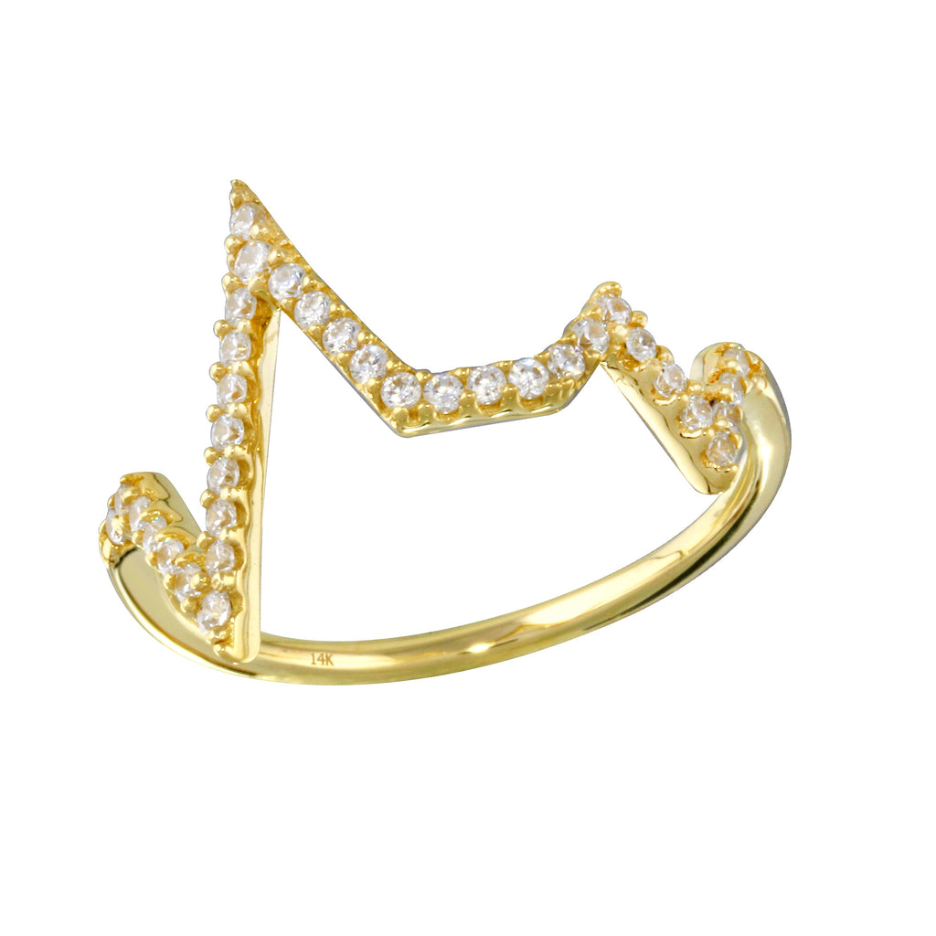 14K Yellow Gold Pave CZ Ring--Approximately 1.58 grams