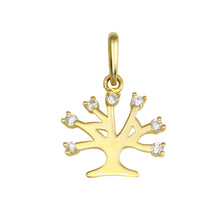 Load image into Gallery viewer, 14K Yellow Gold Tree of Life CZ Pendant,Approx. Gram Weight- 0.32 grams