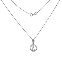 Load image into Gallery viewer, Sterling Silver Box Chain W. Dancing Couple CZ Rhodium Pendant Necklace