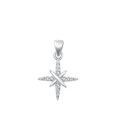 Sterling Silver CZ North Star Pendant