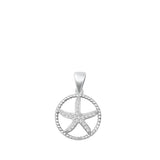 Sterling Silver CZ Starfish Pendant--Height 14mm