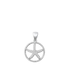 Sterling Silver CZ Starfish Pendant--Height 14mm