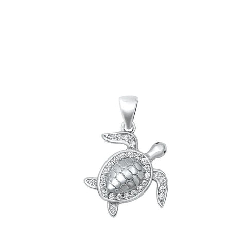 Sterling Silver CZ Turtle Pendant