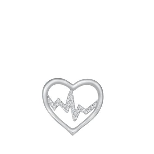 Sterling Silver CZ Heart Lifeline Pendant