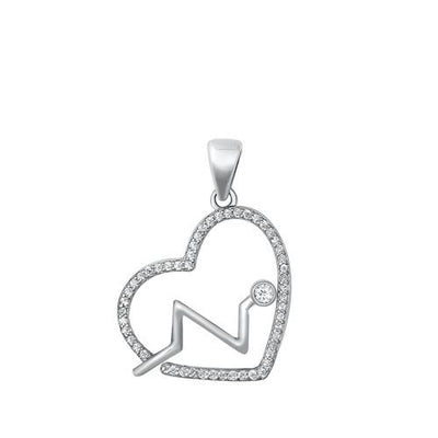 Sterling Silver CZ Heart Lifeline Pendant