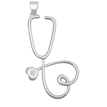 Load image into Gallery viewer, Sterling Silver CZ Heart Stethoscope Pendant