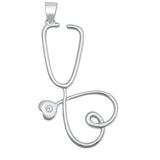 Sterling Silver CZ Heart Stethoscope Pendant