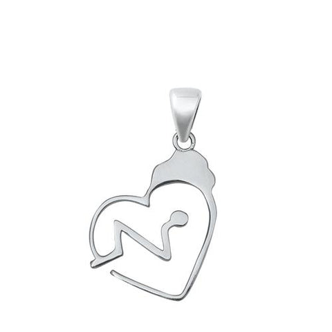 Sterling Silver CZ Nurse Heart Lifeline Pendant