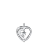 Sterling Silver CZ Dangling Heart Pendant