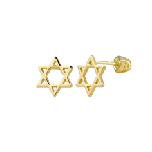 Load image into Gallery viewer, 14K Yellow Gold Star Of David Screw Back Earrings Dimensions-5.7mm