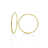 14K Yellow Gold Wire Hoop Earrings Thickness-1mm
