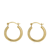 Load image into Gallery viewer, 14K Yellow Gold Matte Finish Latch Back Hoop Earrings Dimensions-14.7mm