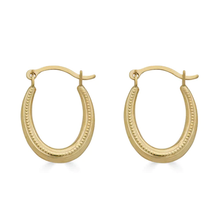 Load image into Gallery viewer, 14K Yellow Gold Rope Design Latch Back Hoop Earrings Dimensions-11.2mmx15.1mm