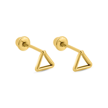 Load image into Gallery viewer, 14K Yellow Gold Triangle Screw Back Earrings Dimensions-4.2mm