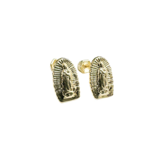 Load image into Gallery viewer, 14K Yellow Gold Our Lady Of Guadalupe Screw Back Earrings Thickness-5.7mmx9.1mm