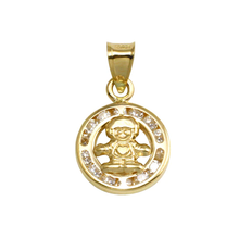 Load image into Gallery viewer, 14K Yellow Gold CZ Disc Girl Pendant Dimensions-11mm