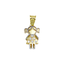 Load image into Gallery viewer, 14K Yellow Gold CZ Girl Pendant Dimensions-9.2mmx15.3mm