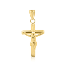 Load image into Gallery viewer, 14K Yellow Gold Crucifix Pendant Dimensions-11.8mmx20.7mm