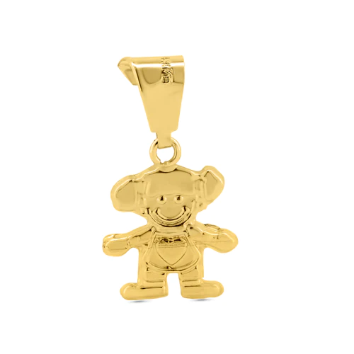 14K Yellow Gold Girl Pendant Dimensions-10.2mmx13mm