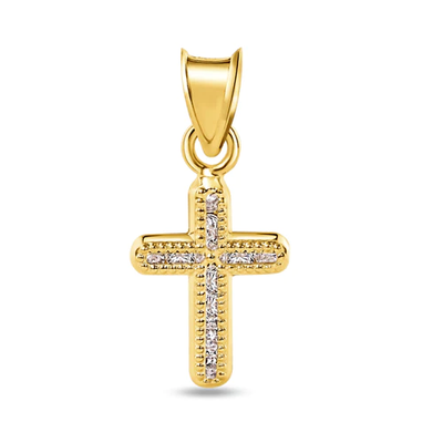 14K Yellow Gold Clear CZ Crucifix Pendant Dimensions-9.5mmx12.7mm
