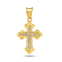 Load image into Gallery viewer, 14K Yellow Gold Crucifix Clear CZ Pendant Dimensions-12.7mmx18.9mm