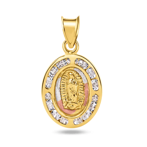 14K Yellow Gold Guadalupe Clear CZ Pendant Dimensions-12.3mm