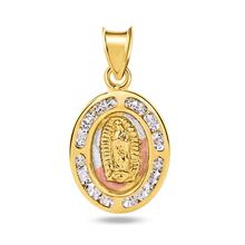 Load image into Gallery viewer, 14K Yellow Gold Guadalupe Clear CZ Pendant Dimensions-12.3mm
