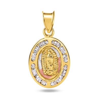 14K Yellow Gold Guadalupe Clear CZ Pendant Dimensions-12.3mm