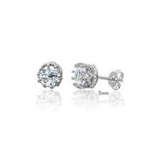 Load image into Gallery viewer, Sterling Silver Rhodium Plated Channel Clear CZ  Huggie Earrings