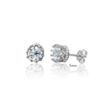 Sterling Silver Rhodium Plated Channel Clear CZ  Huggie Earrings