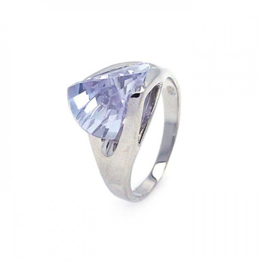 Sterling Silver Fancy Design with Sideways Lavender Cz Ring