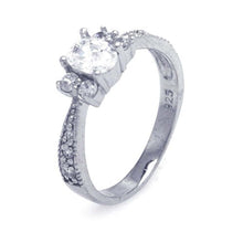 Load image into Gallery viewer, Sterling Silver Rhodium Plated Oval Center Pave Clear CZ Engagement Ring